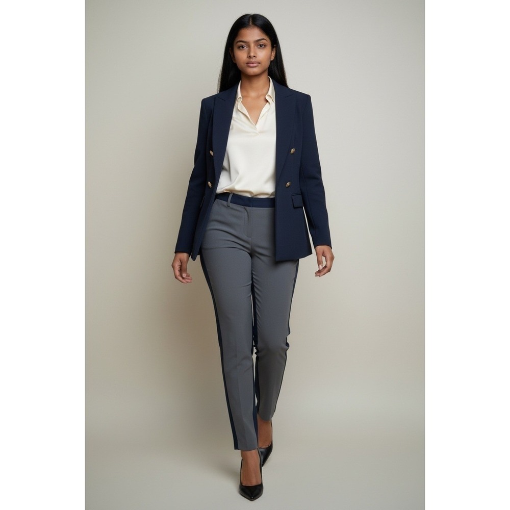 Banana Republic Pants Women's 10 Gray Navy Colorblock Slim Ankle Sophisticated
